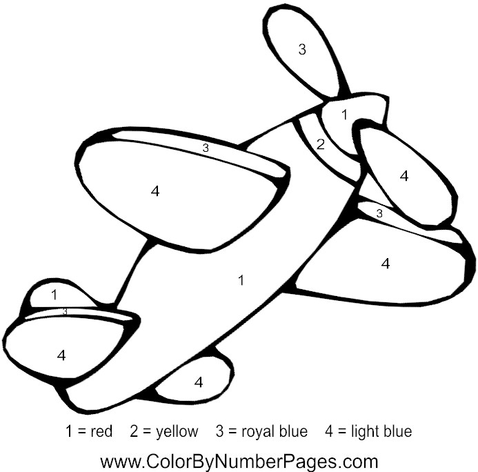 airplane color by number page